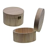 pirograbado en tela pana origen Cajas redondas de joyería / cajas de almacenamiento de madera sin acabado liso con magnético