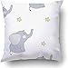 Produktbild AHENANY Throw Pillow Covers White Cartoon Cute with Elephant Baby Adorable Animal Birth Birthday Born Boy 18 x 18 Inch Square with Hidden Zipper Polyester Home Sofa Cushion Decorative Pillowcase