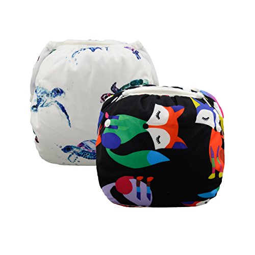 Alva Baby New Positioning Design 2pcs Pack One Size Reuseable Washable Swim Diapers SWD12-15-EU