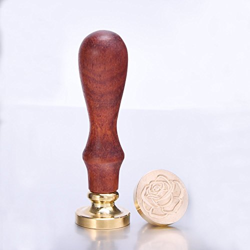 2 Piezas de Sellos de Sellado de Lacre Vintage Desmontable Set de Sellos de Patr  n de Love y Rosa con 1 Pieza de Mango de Madera