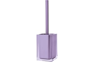 Gedy Auckland Lilla, Misure e Peso: 37,5X9,8X9,8 CM & 0,855 kg, Realizzato in Resina Trasparente di Alta qualità, Scopino per WC Design di R&S, Fatto a Mano, 2 Anni di Garanzia, Unica