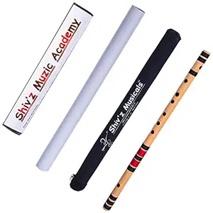 Shiv'z Muzic Flute, F Natural Medium, PREMIUM Bansuri, 15 inches (FREE Written Manual & Bag)
