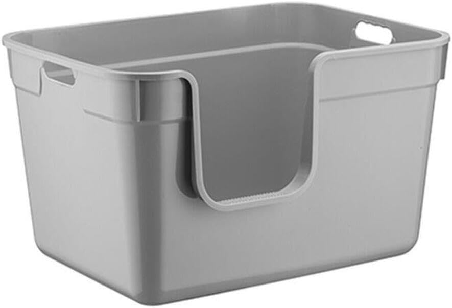 Kürekli Izgaralı Açık Kedi Tuvalet Kabı – Sıçrama Önleyici, Yüksek Kenarlı, Kolay Temizlenebilir Plastik Kedi Kumu Kabı (METALİK GRİ) - Görsel 17