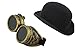 Price comparison product image Vintage Steampunk Cyber Retro Gold Goggles & Black Bowler Hat Hot Punk Accessory