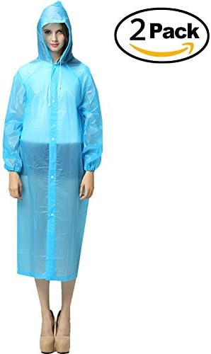 Ms raincoat- Clear and Reusable Waterproof Portable Raincoat EVA Material, Rain Resistant Poncho with Hoods and Sleeves for Travel, Festivals, Theme Parks and Outdoors . (blue1)
