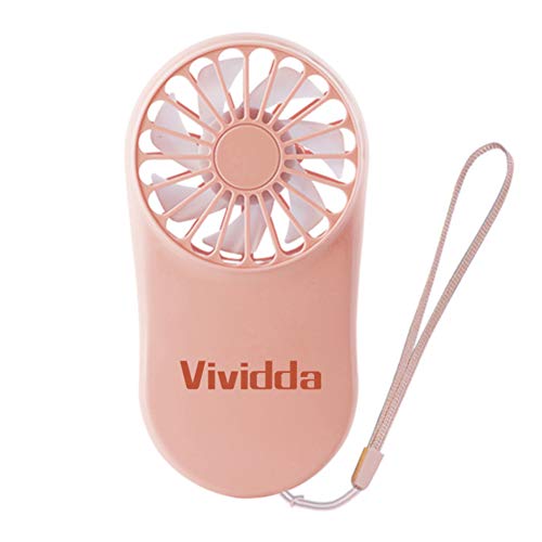 Vividda Petit Ventilateur USB Silencieux Electrique Mini Ventilateur de Poche sur Batterie Compatible pour Chambre Bureau De Plein air Voyage Rose