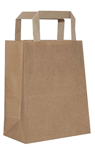 50 Papiertragetaschen in Braun | Papiertaschen Henkeltaschen Tragetaschen Tüten Papiertüten recycelbar (46 x 17 x 47 cm)