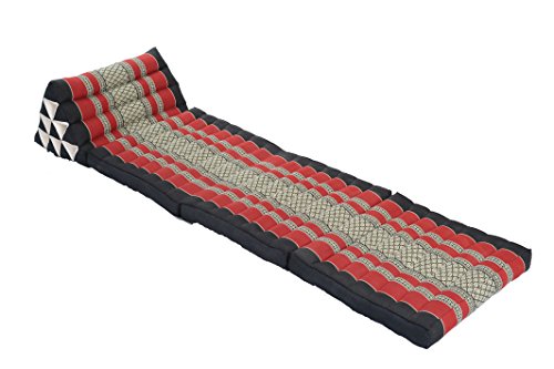Thai triángulo colchoneta cojín tailandés clásico con relleno de kapok en negro & rojo, chill & relax *relajación*
