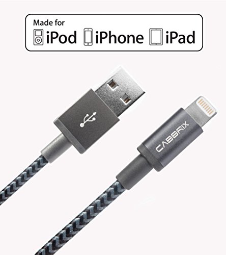 USB Kabel mit Lightning Stecker (Apple zertifiziert) Lade- und Datenkabel für iPhone 5 5C 6S 7 Plus SE iPad mini 3 4 Pro Air 2 - 1,8 m von CABBRIX (space gray)