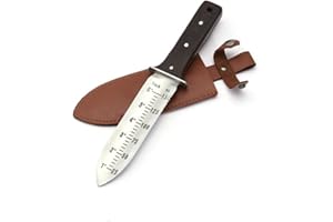 DEMEUBLE Couteau de Jardin- Aménagement paysager, Creusement, Désherbage, Coupe, Plantation Outil de Jardinage avec étui en Cuir, Lame en Acier Inoxydable (Noir)