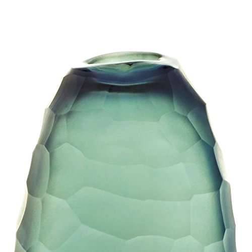 Vase, Blumenvase, Stengelvase „MOONLIGHT“ grau, oval, handgefertigt, H=18cm, moderner Style (ART GLASS powered by CRISTALICA) - 2
