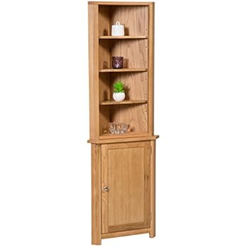Eton solid oak furniture corner display cabinet unit with ...