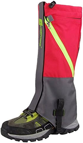 HOCHII Waterproof Gaiters Shoes Cover Rain Boots Breathable Nylon for Hiking Walking Climbing Leggings Trekking (Red)