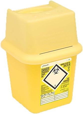 Sharpsafe 4 Litre Sharps Bin Yellow Lid - 1 Individual Bin
