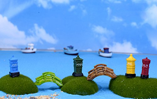 yixuan 4 Stück Miniatur Retro Briefkasten Fairy Garden Ornament Blumentopf Puppenhaus Decor - 3