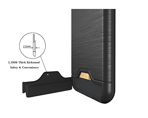 iPhone 6/6s Case, L-JUWA [Card Slot Holder][KickStand] Shockproof Slim Fit Dual Layer Hybrid Protection Case Cover for Apple iPhone 6/6s (Black)