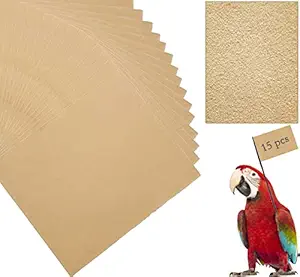 15 PCS Gravel Paper for Bird Cage,11x17 Inch Bird cage Liner Gravel Paper Special for Bird Cage in sea Sand-Great for Hard-Billed Birds Safe& Clean & Easy for Improved Digestion-Large Size Can be Cut