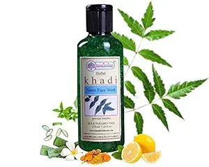 Khadi Rishikesh Herbal Neem Face Wash,anti ageing,it control the effeact of oily skin,neem treat to acne,giving oil free clear skin, boys & girls and men & women, (210 ml)