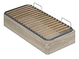 Marque Amazon - Movian - Cadre de lit simple avec coffre Constance Modern, 190 x 90 x 36,5, Effet Chêne