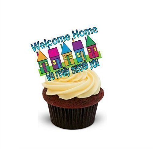NOVELTY 'WELCOME HOME, Wir Wirklich MISSED YOU', Essbar, 12 Standup Kuchen-Deko, Vorgeschnitten, Essbar, Premium