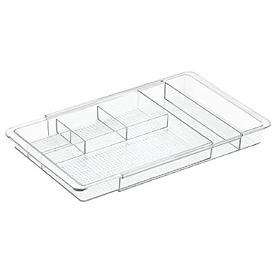 InterDesign Clarity organiseur cosmétiques, boite tiroir extensible en plastique sans BPA, transparent
