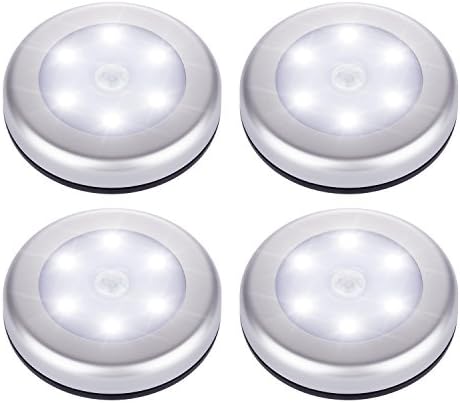 Tradinno 4-Pack LED Magnetic Motion Sensor Night Wall Light for Closet, Wardrobe, Stairs, Deck, Hallway (Cordless Battery-powered, 6 Ultra-Bright LED's, Stick-on Anywhere)