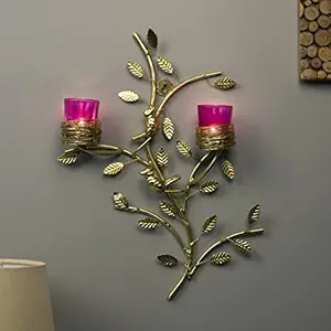 Homesake Wall Candle Holder And Tealight Candles, Gold, Tree