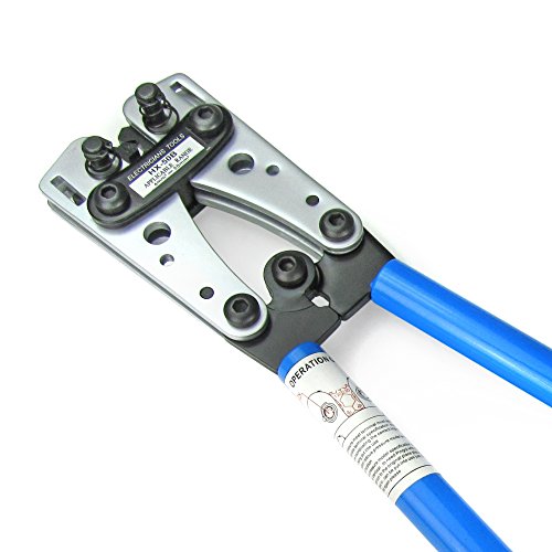 Crimpzange, Kabelschuhzange Kabelschuhe Presszange gross aus Stahl mit rutschfesten Griffen und drehbarem Revolver-Crimpeinsatz für 6 – 10 – 16 – 25 – 35 – 50 mm² - 4