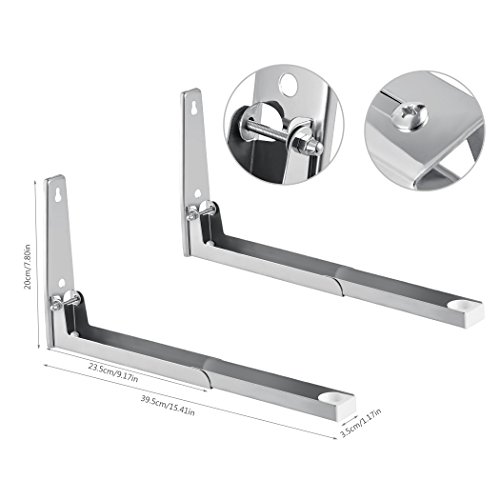 Homdox Mikrowellenhalterung (faltbare Mikrowellenhalter bis 40 kg inkl. Montagematerial ) silber - 3