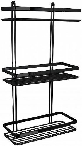 Preisvergleich Produktbild Satina Wandregal, rechteckig, mit 3 Ebenen, Schwarz