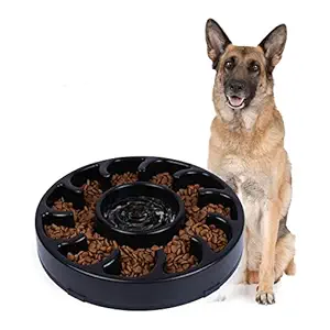 JASGOOD Slow Dog Bowl for Large Dogs,Fun Feeder Dog Bowl,Anti-Gulping Dog Slow Feeder Stop Bloat,Slow Eating Big Pet Bowl (1-Black)