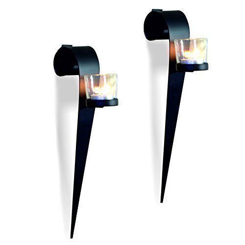 Wand Kerzenhalter 2er Set Metall schwarz Teelicht Wandkerzenhalter Wandleuchter