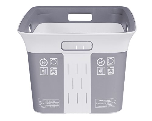 Wäschetruhe Set Wäschekorb Wäschepuff mit Belüftung Moda Service 60 Liter mit Deckel + 45 Liter Wäschesammler mit 4 Griffen - 2