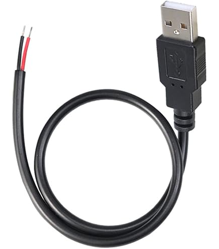Cavo Fai Da Te Cavo Di Alimentazione Corto USB 2.0 Maschio A 2 Pin, 90 Gradi, 30 Cm, USB A Maschio, Con Estremità Aperta, Per Apparecchiature USB Da 5 V/3 A Installate