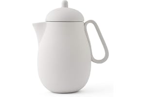 VIVA SCANDINAVIA Viva Nina Tetera de porcelana gris piedra con tapa - 34 oz / 1 L Fabricante de té con infusor de té de hojas sueltas y pico antigoteo