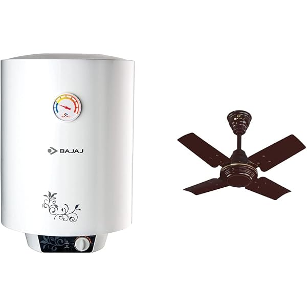 Buy Bajaj New Shakti Storage 15 Litre Vertical Water Heater, White, 4 Star  and Maxima 600 mm Ceiling Fan (Brown) Online at Low Prices in India - Amazon .in