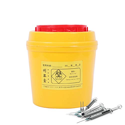 Sharps - Recipiente de almacenaje para bolsas de basura con tapa de bloqueo, biopeligro, para eliminación de agujas, contenedor resistente a pinchazos