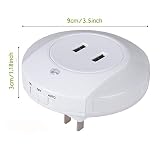 AMMBER Smart LED-Nachtlicht mit Zur Dämmerung Abenddämmerung Licht sensor und Wandplatte Ladegerät Dual USB, 5V 2A Ausgang für Schnellladung Sensor-LED-Lampe-Funktion in der Dunkelheit für Flur, Bad, Schlafzimmer, Wohnzimmer, Küche (White) - 7