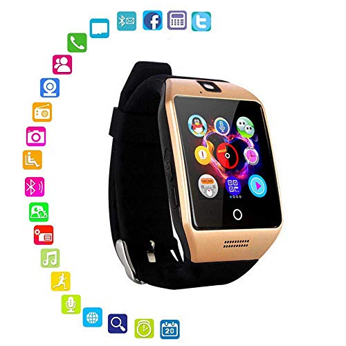 Reloj inteligente KXCD, con Bluetooth, seguimiento de actividad física, DZ09, GPS, cámara, para teléfono inteligente Android (dorado Q18)