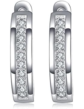 JewelryPalace Cubic Zirconia Jahrestag Channel Set Eternity Clip On Hoop Ohrringe 925 Sterling Silber