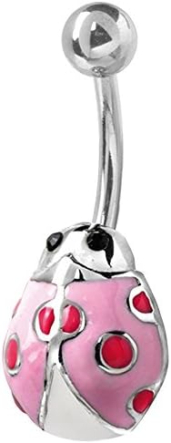 Cute Lady Bug Belly Bar - Pink (10)