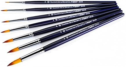 6 Piece Artist Brush Set, Long Pole Pointed Nylon Pen Quality Natural Bristle and 6 Synthetic Brushes for Gouache, Watercolours, Fluid Acrylics and Inks - Round, Pointed, Long-Lasting Squirrel and Synthetic Blend