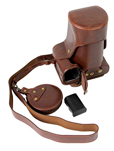 Plein de fond de protection d ouverture Version protection en cuir PU Camera Bag Case avec tr  pied Conception Compatible Pour Canon EOS 5D Mark IV 5D4 avec l   paule de cou de ceinture et de la carte de stockage Marron fonc  