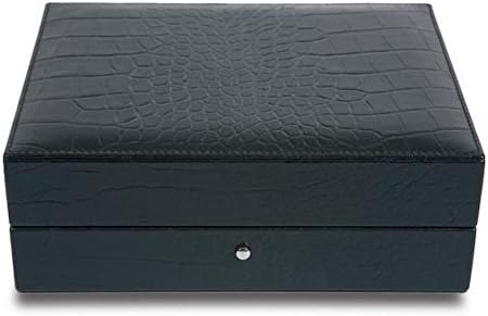 Rapport Portman Leather Cufflink box case - Black Crocodile Leather finish