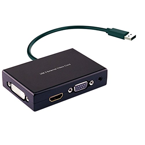XinXu USB 3.0 auf HDMI / DVI / VGA Externe Video Grafikkarte Dual Monitor Adapter - Monitore bis zu 2048x1152 / 1920x1080 unterstützt XP / Vista / Windows 7 / Windows 8.1 / Windows 10 / Mac OS 10.6