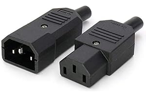 AOFAN IEC 320 C14 Male & C13 Female Heavy Duty Rewireable Inline Adapter Socket Connector AC 250V/10A (1 Pair)