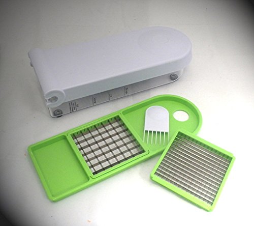 Zwiebel und Gemüseschneider Set mit verschiedenen Schneideeinsätzen und Reinigungskamm