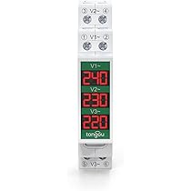 3-fasen DIN-rail Ampèremeter, LED Digitaal Display DIN-rail Ampèremeter, Zeer Nauwkeurige Ampèremeter met 3 Sensoren AC80-500V 1-100A, Weergave Meettrends