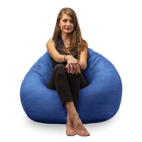 Sitzsack mit Hoher Rückenlehne in Royal Blau für Kinder, Erwachsene und Gamer mit 630l Memory Schaumstoff Füllung und stylischem Bezug, Sitzbag, Sitzkissen, Lesesessel, Sofa, Bodenkissen, Sessel