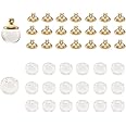 Ditya Crafts Round Mini Clear Glass Globe Bottle Mini Clear Ornaments Wish Glass Ball Bottles Hanging Fillable Balls with Golden Cap